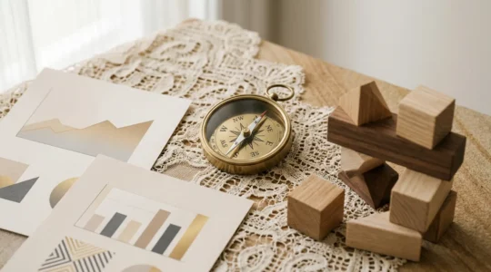 Investisseur analysant différentes options de placement financier avec documents et graphiques de performance