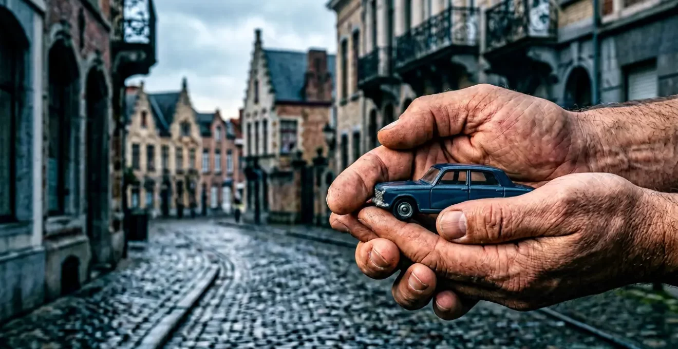 Scène symbolisant la protection légale automobile en Belgique avec éléments visuels évoquant la sécurité routière