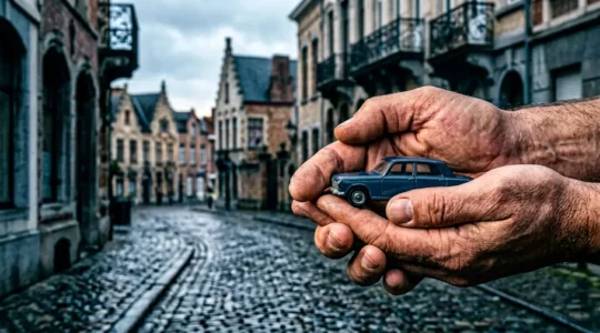 Scène symbolisant la protection légale automobile en Belgique avec éléments visuels évoquant la sécurité routière