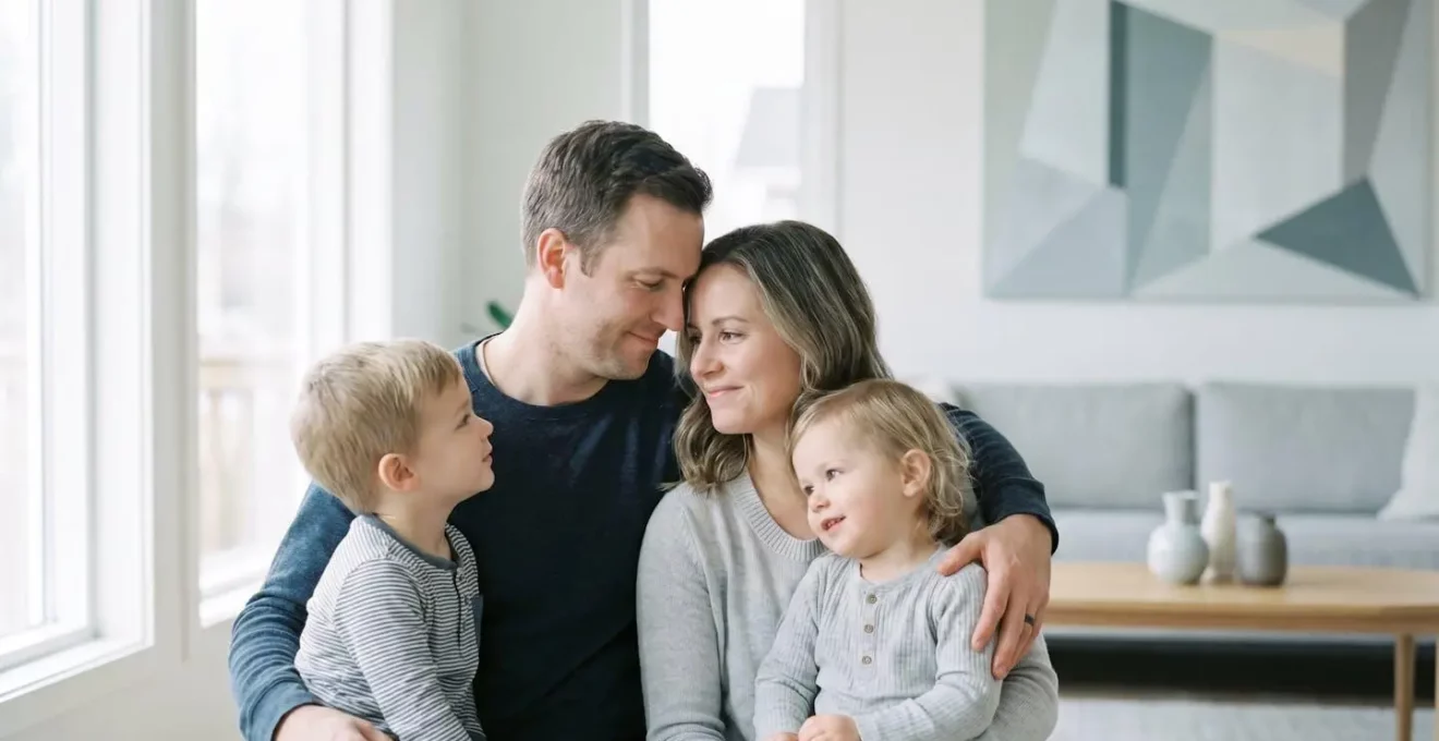 Famille belge protégée symbolisant la sécurité financière en matière de santé